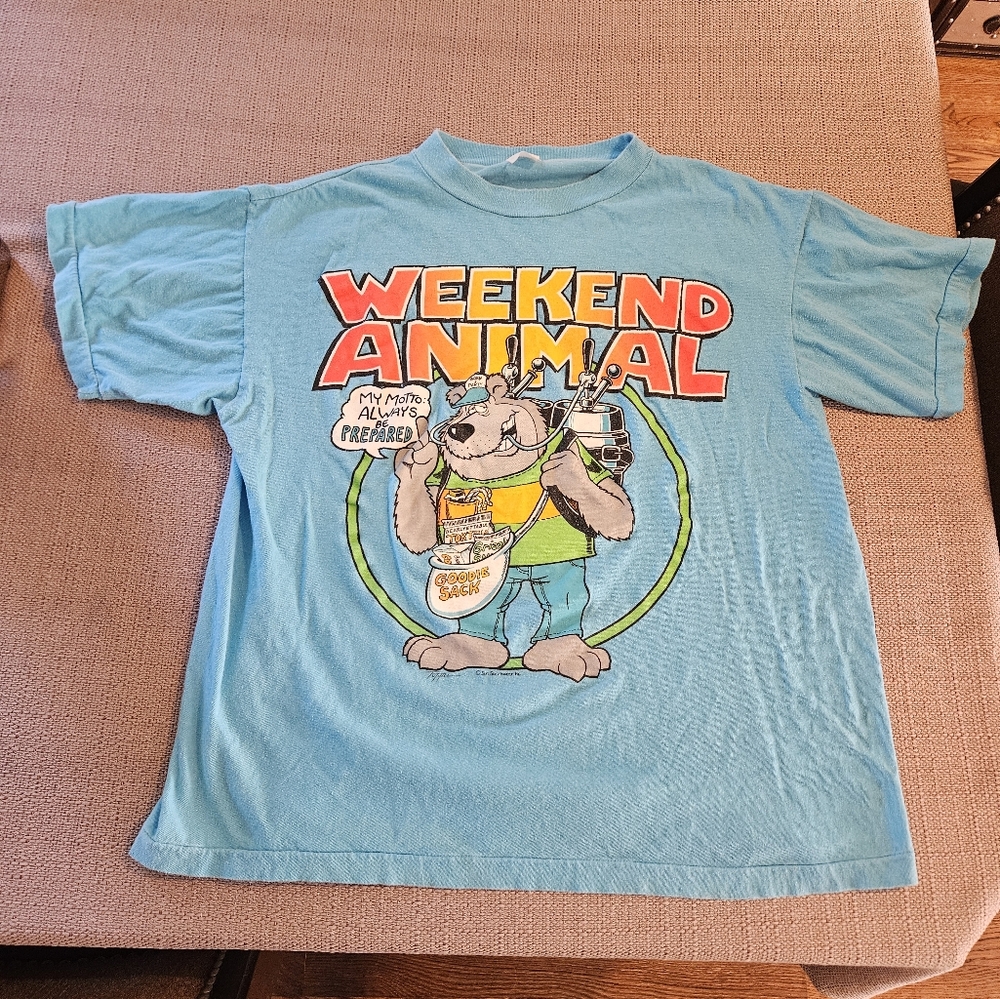 Vintage Weekend Animal Party Bear Shirt Single Stitch Size Large Sun Sportswear